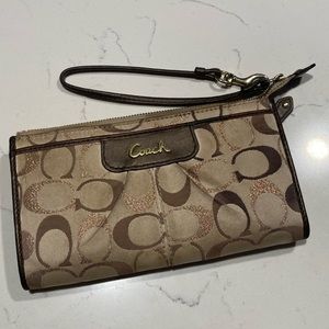 Coach Wristlet Wallet with Lots of Pockets, Tan